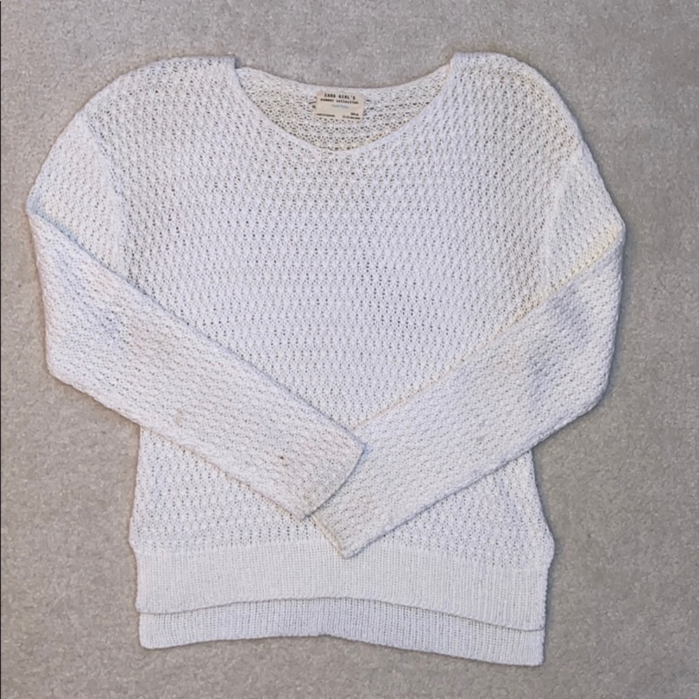 white knit sweater